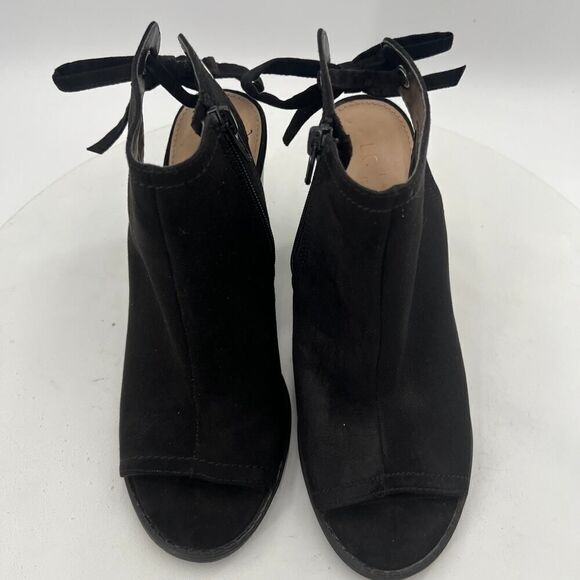 LC Lauren Conrad Sunflower Black Open Peep Toe Tie Back Sandal Booties Size 8M - Picture 6 of 13